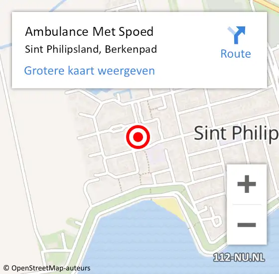 Locatie op kaart van de 112 melding: Ambulance Met Spoed Naar Sint Philipsland, Berkenpad op 27 november 2014 12:00