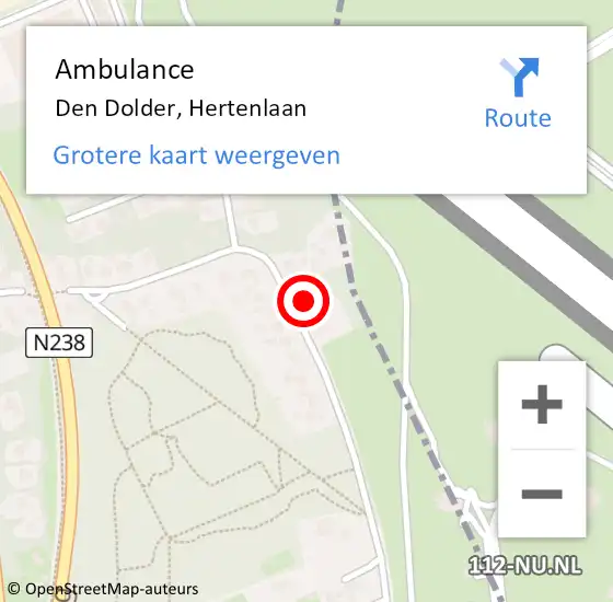 Locatie op kaart van de 112 melding: Ambulance Den Dolder, Hertenlaan op 27 november 2014 12:03