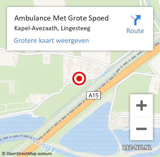 Locatie op kaart van de 112 melding: Ambulance Met Grote Spoed Naar Kapel-Avezaath, Lingesteeg op 22 oktober 2013 13:02