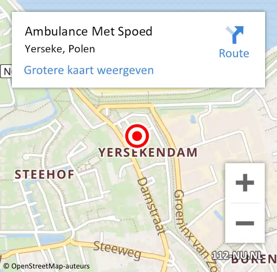 Locatie op kaart van de 112 melding: Ambulance Met Spoed Naar Yerseke, Polen op 27 november 2014 13:12