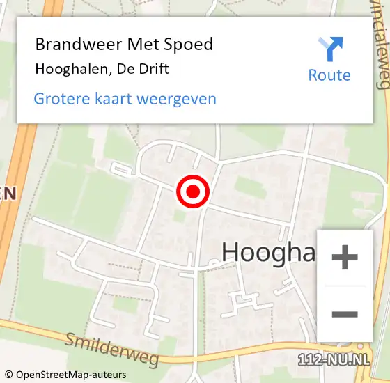 Locatie op kaart van de 112 melding: Brandweer Met Spoed Naar Hooghalen, De Drift op 27 november 2014 13:19