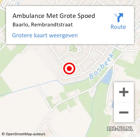 Locatie op kaart van de 112 melding: Ambulance Met Grote Spoed Naar Baarlo, Rembrandtstraat op 27 november 2014 13:28