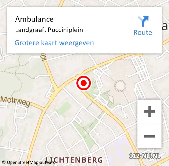 Locatie op kaart van de 112 melding: Ambulance Landgraaf, Pucciniplein op 27 november 2014 13:31