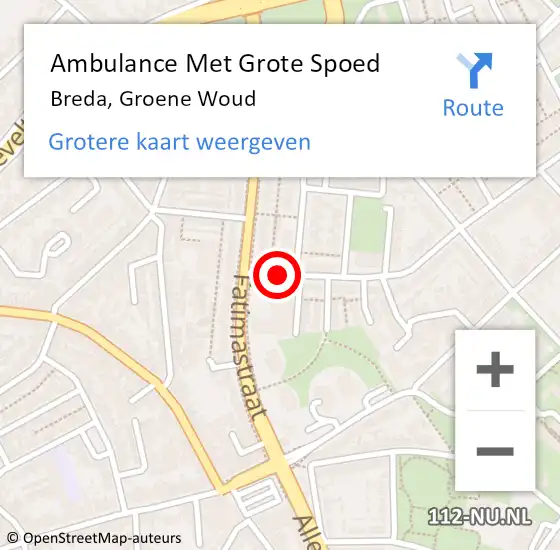 Locatie op kaart van de 112 melding: Ambulance Met Grote Spoed Naar Breda, Groene Woud op 27 november 2014 13:52