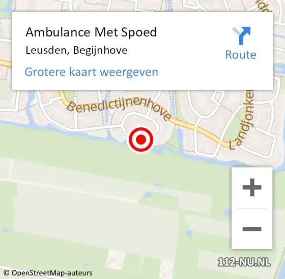 Locatie op kaart van de 112 melding: Ambulance Met Spoed Naar Leusden, Begijnhove op 27 november 2014 14:05