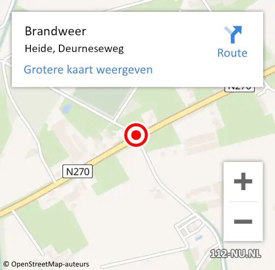 Locatie op kaart van de 112 melding: Brandweer Heide, Deurneseweg op 27 november 2014 14:07