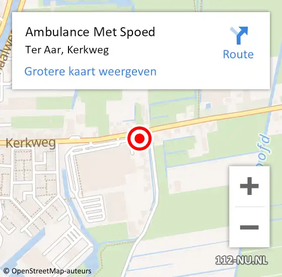 Locatie op kaart van de 112 melding: Ambulance Met Spoed Naar Ter Aar, Kerkweg op 27 november 2014 14:28