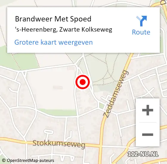Locatie op kaart van de 112 melding: Brandweer Met Spoed Naar 's-Heerenberg, Zwarte Kolkseweg op 27 november 2014 14:45