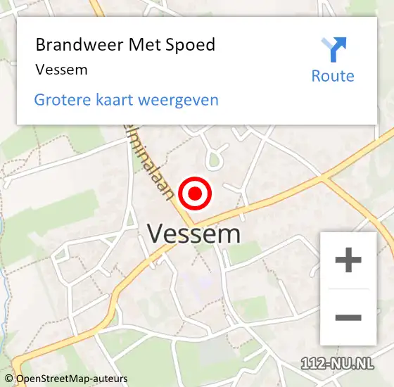 Locatie op kaart van de 112 melding: Brandweer Met Spoed Naar Vessem op 27 november 2014 15:26