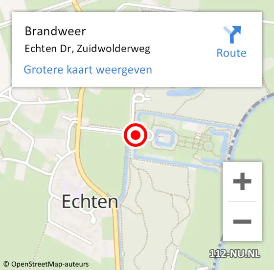 Locatie op kaart van de 112 melding: Brandweer Echten Dr, Zuidwolderweg op 27 november 2014 16:37