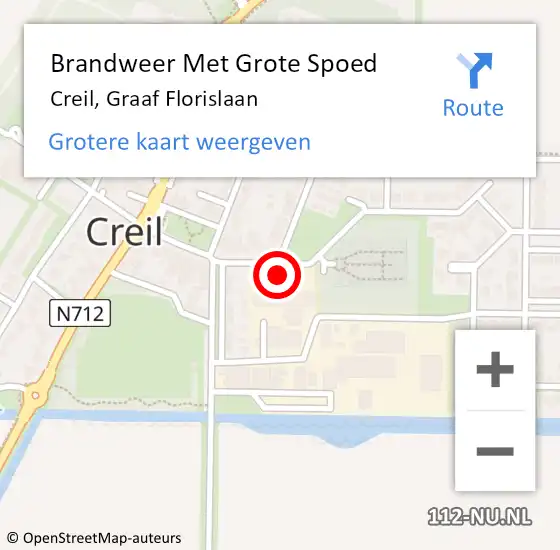 Locatie op kaart van de 112 melding: Brandweer Met Grote Spoed Naar Creil, Graaf Florislaan op 27 november 2014 16:38