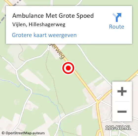 Locatie op kaart van de 112 melding: Ambulance Met Grote Spoed Naar Vijlen, Hilleshagerweg op 27 november 2014 17:30