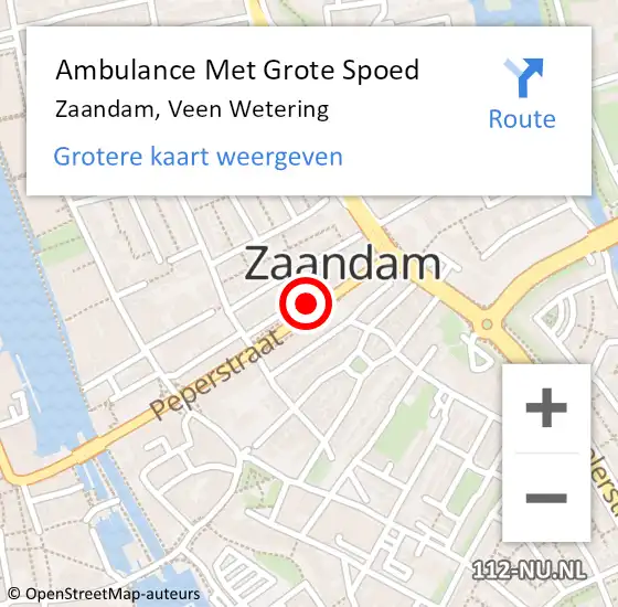 Locatie op kaart van de 112 melding: Ambulance Met Grote Spoed Naar Zaandam, A7 Re hectometerpaal: 5,4 op 27 november 2014 17:44