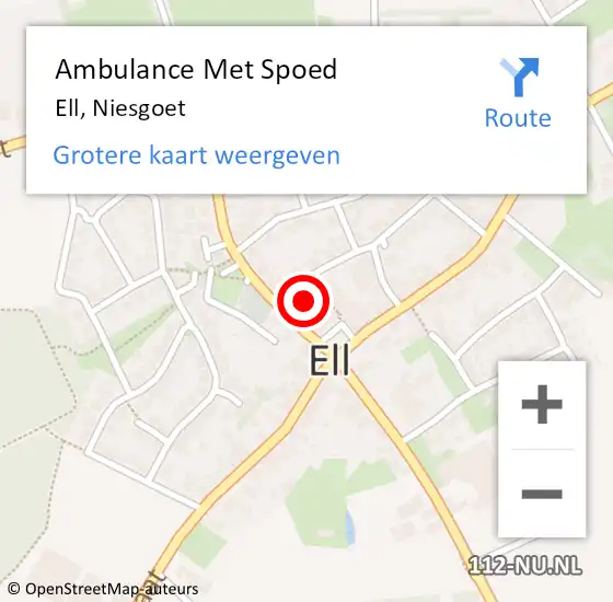 Locatie op kaart van de 112 melding: Ambulance Met Spoed Naar Ell, Niesgoet op 22 oktober 2013 13:37