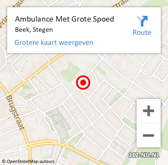 Locatie op kaart van de 112 melding: Ambulance Met Grote Spoed Naar Beek, Stegen op 27 november 2014 18:43