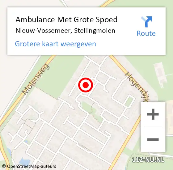 Locatie op kaart van de 112 melding: Ambulance Met Grote Spoed Naar Nieuw-Vossemeer, Stellingmolen op 27 november 2014 19:18