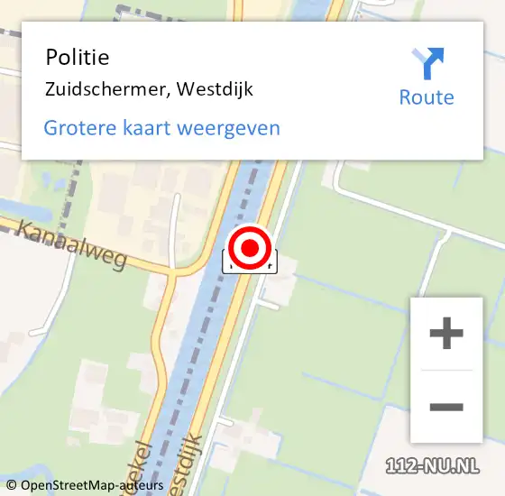 Locatie op kaart van de 112 melding: Politie Zuidschermer, Westdijk op 27 november 2014 22:22