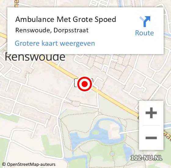 Locatie op kaart van de 112 melding: Ambulance Met Grote Spoed Naar Renswoude, Dorpsstraat op 27 november 2014 23:21