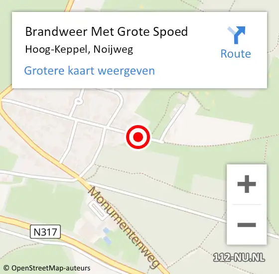 Locatie op kaart van de 112 melding: Brandweer Met Grote Spoed Naar Hoog-Keppel, Noijweg op 27 november 2014 23:45