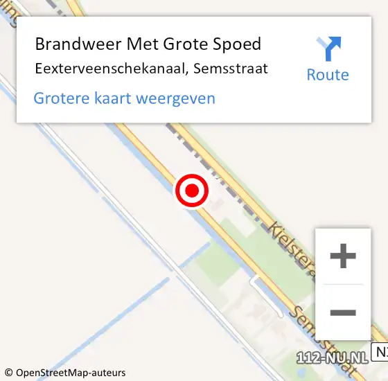 Locatie op kaart van de 112 melding: Brandweer Met Grote Spoed Naar Eexterveenschekanaal, Semsstraat op 28 november 2014 01:40