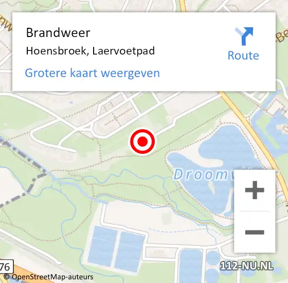 Locatie op kaart van de 112 melding: Brandweer Hoensbroek, Laervoetpad op 28 november 2014 04:54