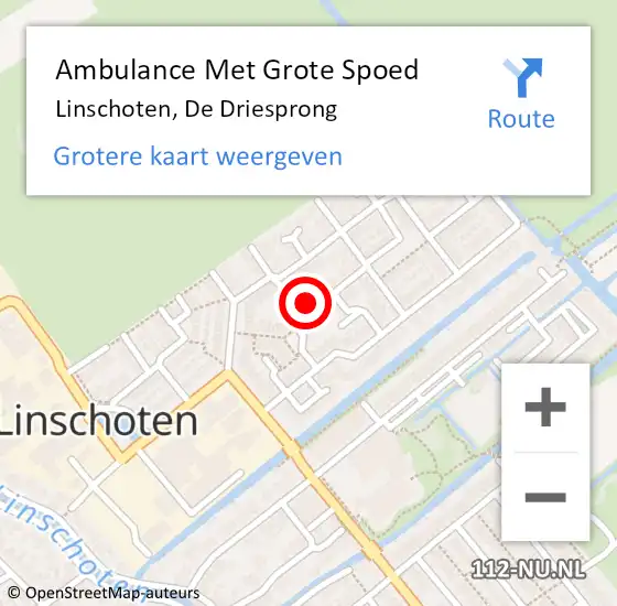 Locatie op kaart van de 112 melding: Ambulance Met Grote Spoed Naar Linschoten, De Driesprong op 28 november 2014 06:02