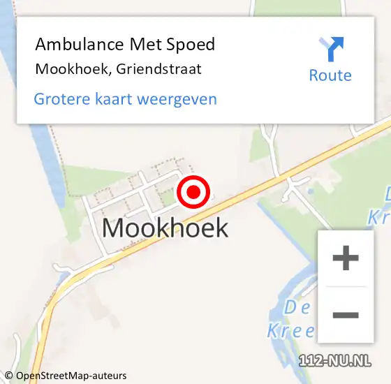 Locatie op kaart van de 112 melding: Ambulance Met Spoed Naar Mookhoek, Griendstraat op 28 november 2014 06:25