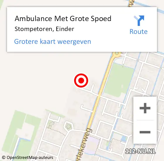 Locatie op kaart van de 112 melding: Ambulance Met Grote Spoed Naar Stompetoren, Einder op 28 november 2014 06:30