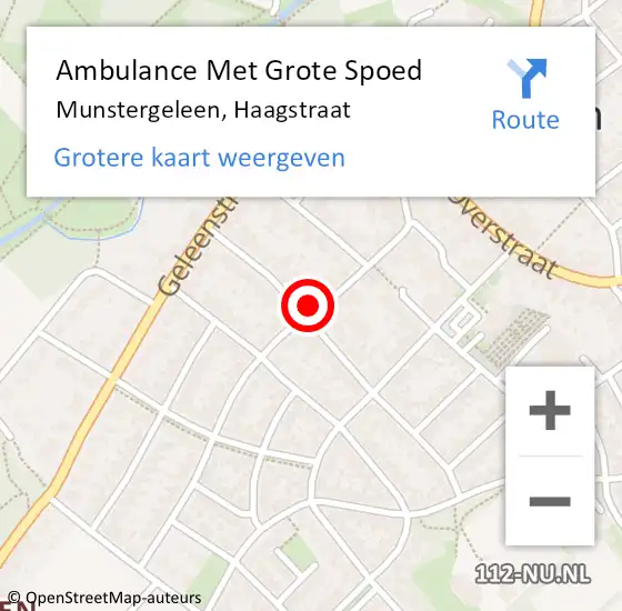 Locatie op kaart van de 112 melding: Ambulance Met Grote Spoed Naar Munstergeleen, Haagstraat op 28 november 2014 07:41