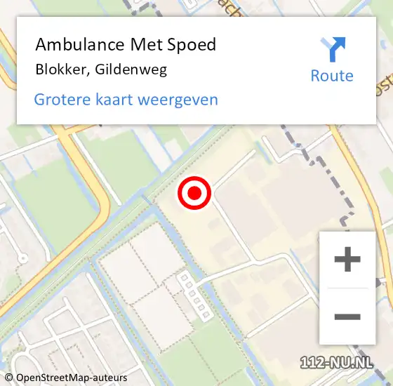 Locatie op kaart van de 112 melding: Ambulance Met Spoed Naar Blokker, Gildenweg op 22 oktober 2013 14:15