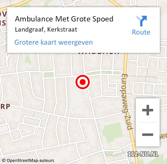 Locatie op kaart van de 112 melding: Ambulance Met Grote Spoed Naar Landgraaf, Kerkstraat op 28 november 2014 09:17