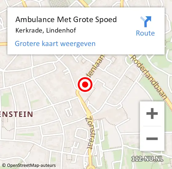 Locatie op kaart van de 112 melding: Ambulance Met Grote Spoed Naar Kerkrade, Lindenhof op 28 november 2014 09:51