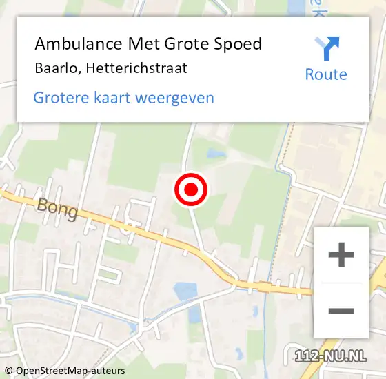 Locatie op kaart van de 112 melding: Ambulance Met Grote Spoed Naar Baarlo, Hetterichstraat op 28 november 2014 09:59