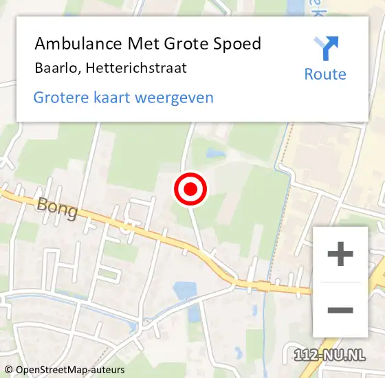 Locatie op kaart van de 112 melding: Ambulance Met Grote Spoed Naar Baarlo, Hetterichstraat op 28 november 2014 10:02