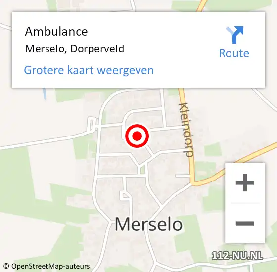 Locatie op kaart van de 112 melding: Ambulance Merselo, Dorperveld op 28 november 2014 10:20