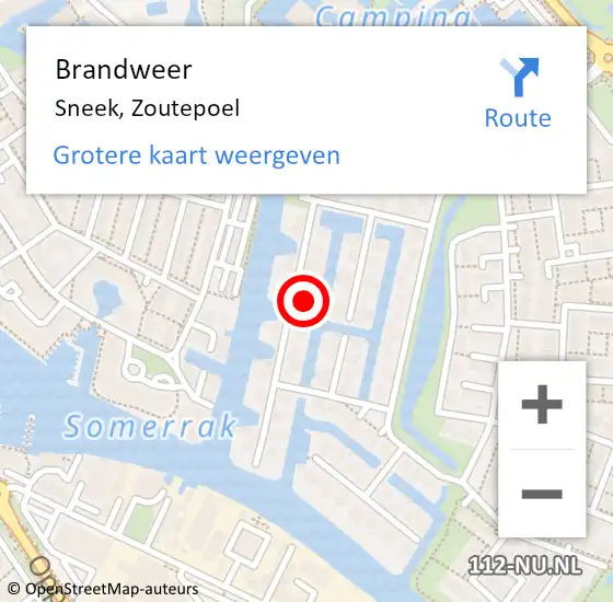 Locatie op kaart van de 112 melding: Brandweer Sneek, Zoutepoel op 28 november 2014 10:21