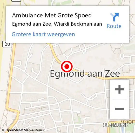 Locatie op kaart van de 112 melding: Ambulance Met Grote Spoed Naar Egmond aan Zee, Wiardi Beckmanlaan op 28 november 2014 10:45