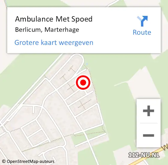 Locatie op kaart van de 112 melding: Ambulance Met Spoed Naar Berlicum, Marterhage op 28 november 2014 11:00