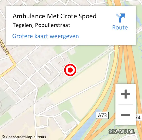 Locatie op kaart van de 112 melding: Ambulance Met Grote Spoed Naar Tegelen, Populierstraat op 28 november 2014 11:05