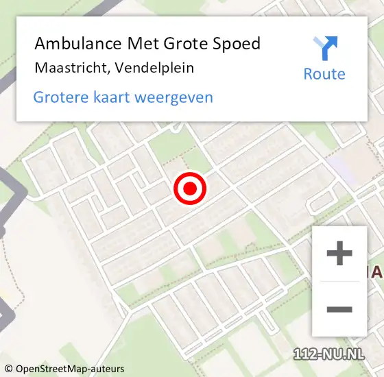 Locatie op kaart van de 112 melding: Ambulance Met Grote Spoed Naar Maastricht, Vendelplein op 28 november 2014 11:37