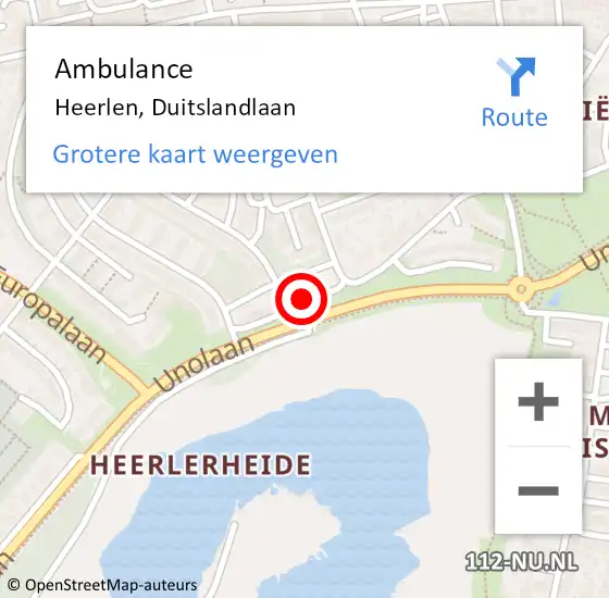 Locatie op kaart van de 112 melding: Ambulance Heerlen, Duitslandlaan op 28 november 2014 11:46