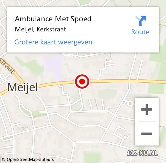 Locatie op kaart van de 112 melding: Ambulance Met Spoed Naar Meijel, Kerkstraat op 28 november 2014 12:07