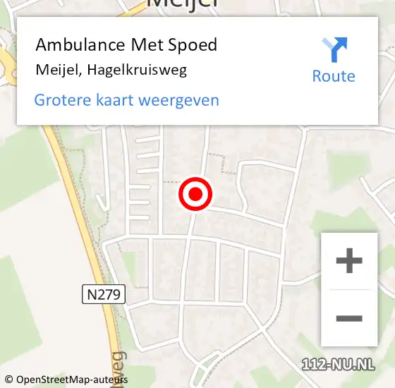 Locatie op kaart van de 112 melding: Ambulance Met Spoed Naar Meijel, Hagelkruisweg op 28 november 2014 12:14