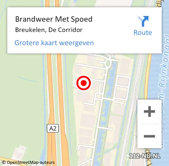 Locatie op kaart van de 112 melding: Brandweer Met Spoed Naar Breukelen, De Corridor op 28 november 2014 12:15