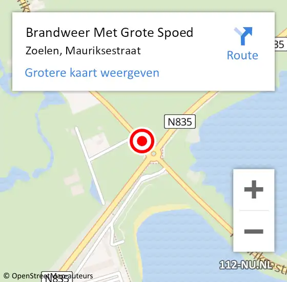 Locatie op kaart van de 112 melding: Brandweer Met Grote Spoed Naar Zoelen, Mauriksestraat op 28 november 2014 12:29