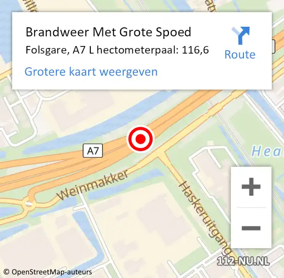 Locatie op kaart van de 112 melding: Brandweer Met Grote Spoed Naar Beerta, A7 R hectometerpaal: 246,9 op 28 november 2014 13:21