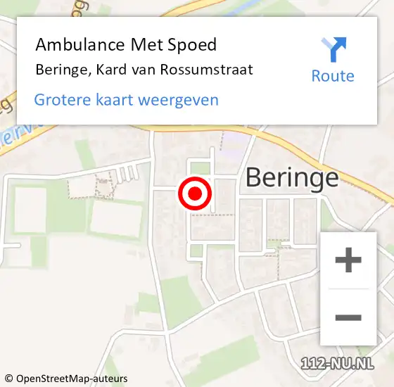 Locatie op kaart van de 112 melding: Ambulance Met Spoed Naar Beringe, Kard van Rossumstraat op 28 november 2014 13:50