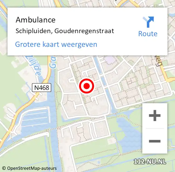 Locatie op kaart van de 112 melding: Ambulance Schipluiden, Goudenregenstraat op 28 november 2014 13:58