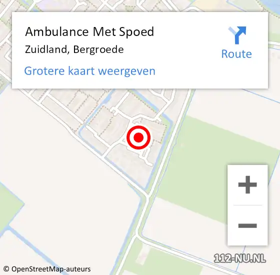 Locatie op kaart van de 112 melding: Ambulance Met Spoed Naar Zuidland, Bergroede op 28 november 2014 14:04