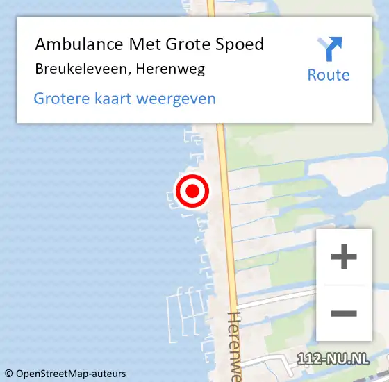 Locatie op kaart van de 112 melding: Ambulance Met Grote Spoed Naar Breukeleveen, Herenweg op 28 november 2014 14:21